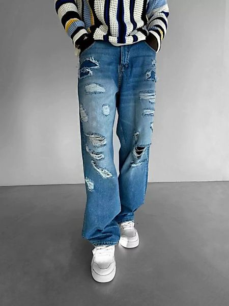 Abluka Bequeme Jeans LOOSE FIT RIPPED JEANS BLUE günstig online kaufen