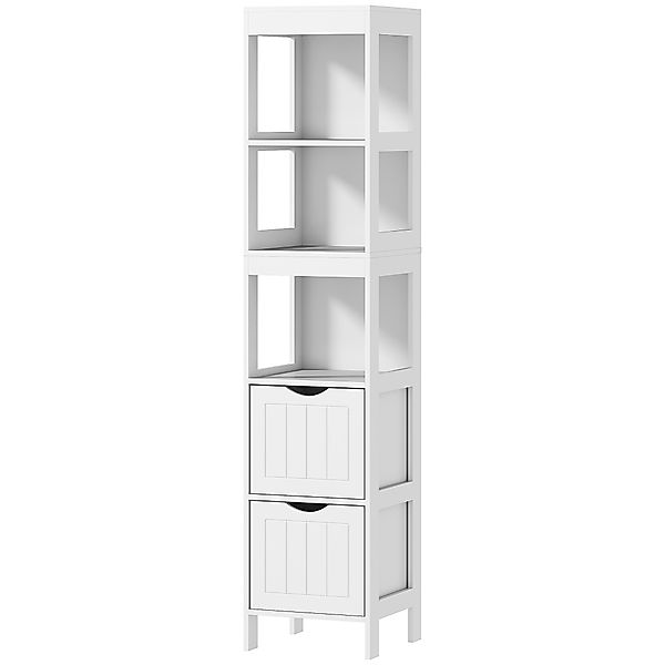 HOMCOM Badezimmerschrank mit 3 offenen Regalen und 2 Schubladen, platzspare günstig online kaufen