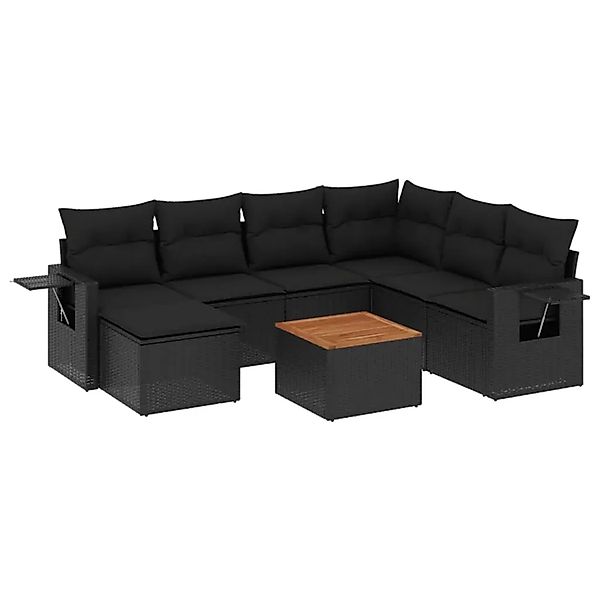 vidaXL 8-Tlg Garten-Sofagarnitur mit Kissen Schwarz Poly Rattan 3257007 günstig online kaufen