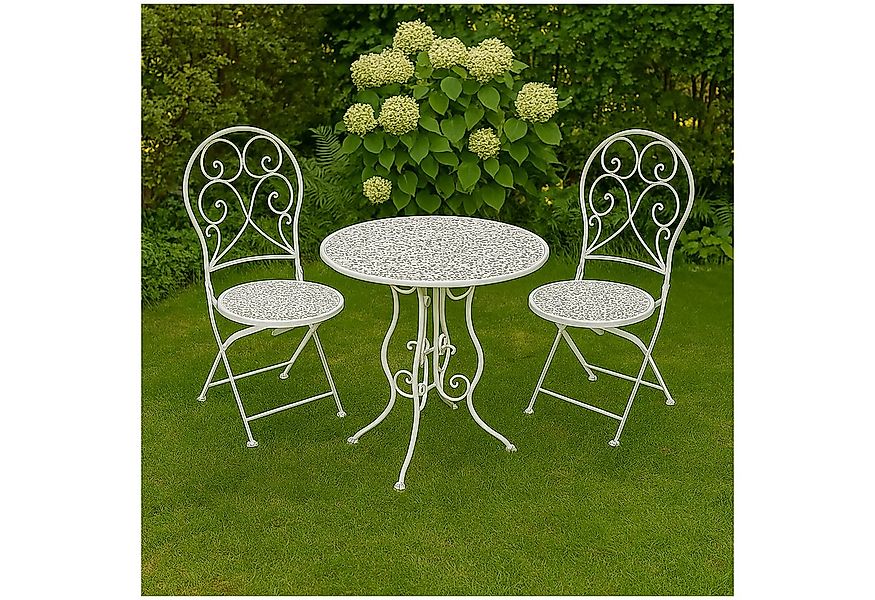 HTI-Living Garten-Essgruppe Bistroset aus Metall 3-teilig Weiß, (Set, 3-tlg günstig online kaufen