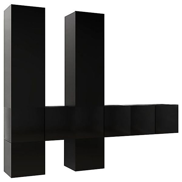 furnicato TV-Schrank 7-tlg. TV-Schrank-Set Schwarz Holzwerkstoff (1-St) günstig online kaufen