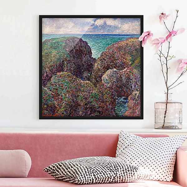 Bild mit Rahmen Kunstdruck - Quadrat Claude Monet - Felsengruppe Port-Goulp günstig online kaufen