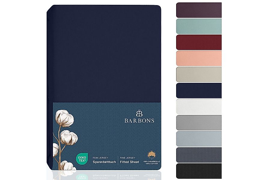 BARBONS Spannbettlaken Jersey Bettlaken, 145 g/m² Spannbetttuch, bis zu 25c günstig online kaufen