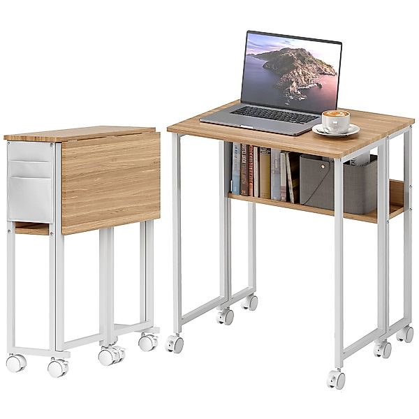 HOMCOM Schreibtisch Klappbar Kleiner 63 cm Klappschreibtisch mit Rollen Pla günstig online kaufen