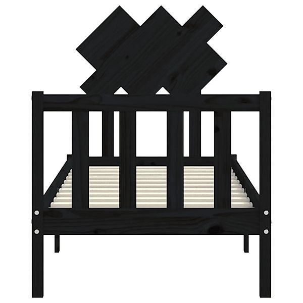 vidaXL Massivholzbett mit Kopfteil Schwarz 2FT6 Small Single1689920 günstig online kaufen