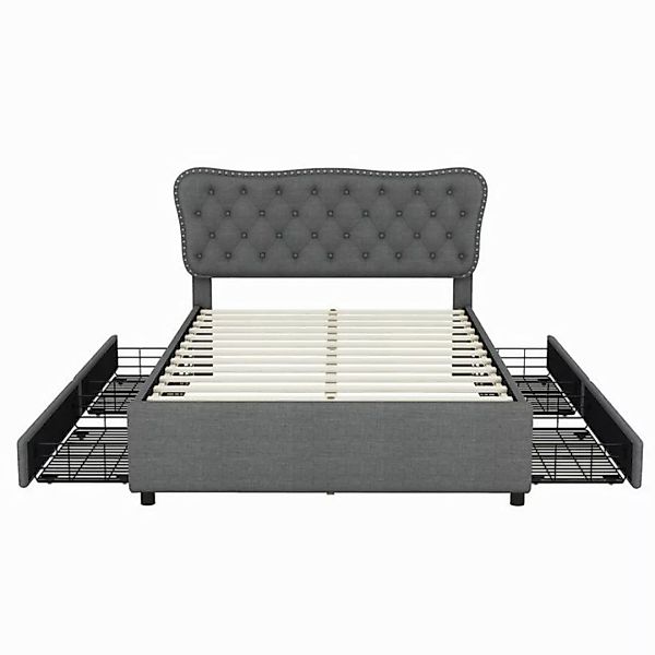 Odikalo Polsterbett Doppelbett Podestbett 4 Schubladen Lattenrost 140x200 L günstig online kaufen