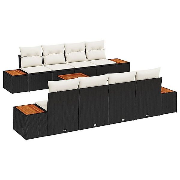 vidaXL Loungesofa 9-teiliges Garten Sofa Set mit Kissen Schwarz Poly Rattan günstig online kaufen
