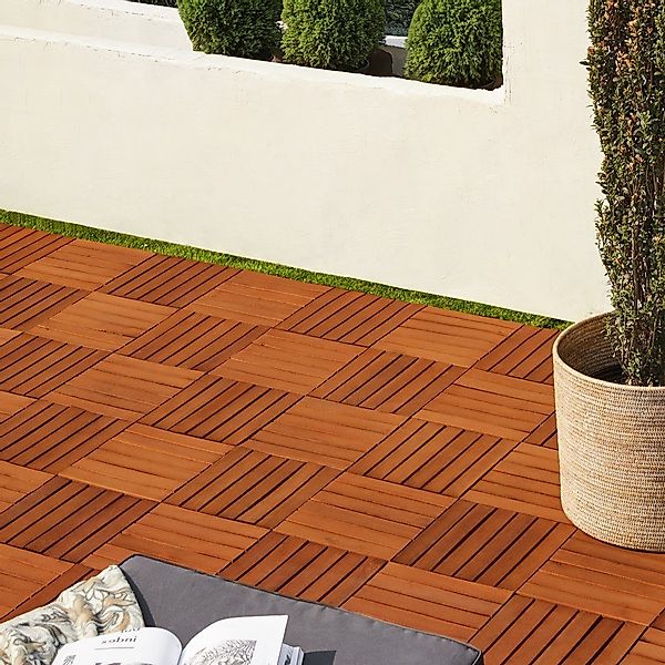 Casaria Holzfliesen 55x Akazie, Terrassenfliesen 1-6m² günstig online kaufen