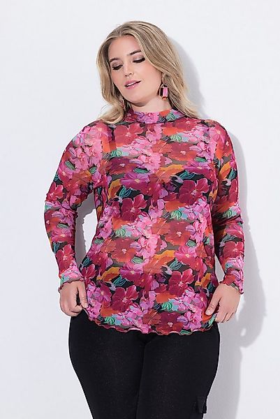 MIAMODA Longsleeve Meshshirt Slim Fit Leo Stehkragen Langarm günstig online kaufen