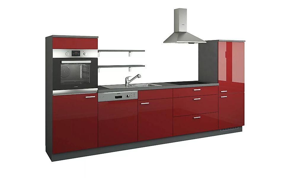 Küchenzeile ohne Elektrogeräte  Kassel ¦ rot ¦ Maße (cm): B: 330 Küchen-onl günstig online kaufen