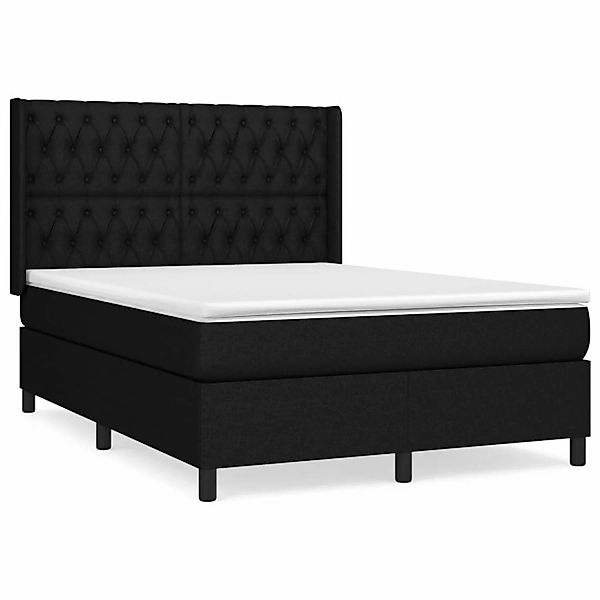 vidaXL Boxspringbett mit Matratze Schwarz 140x200 cm Stoff1467175 günstig online kaufen