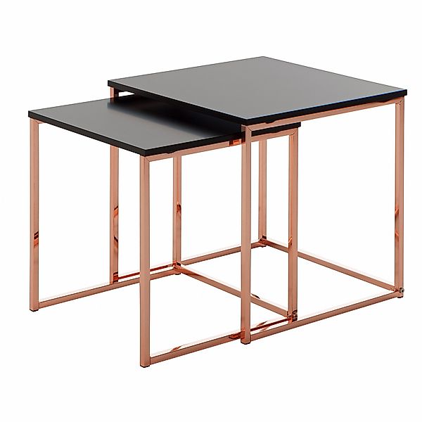 FINEBUY Satztisch SuVa13973_1 (Schwarz / Kupfer, günstig online kaufen