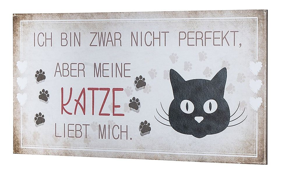 Levandeo® Wandbild, Wandbild 40x20cm Katze Spruch günstig online kaufen