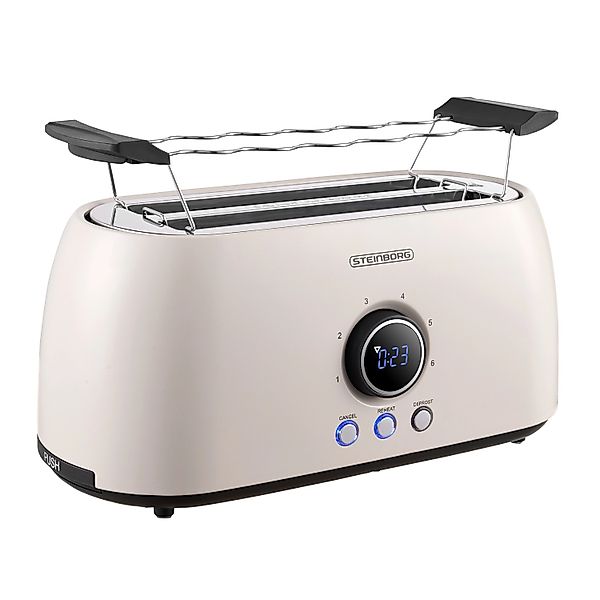 Steinborg SB-2214 XXL 4 Scheiben Toaster Digitales Display 1500 Watt Beige günstig online kaufen