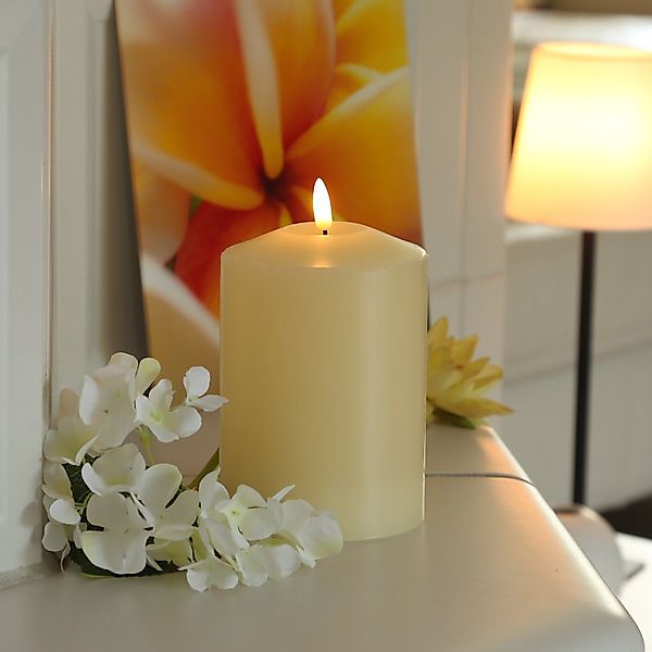 MARELIDA LED-Kerze Stumpenkerze Echtwachs flackernd H: günstig online kaufen