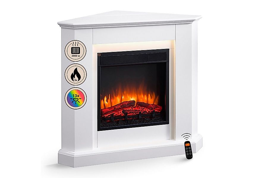 Balderia Elektrokamin BALDERIA Candela - Eckkamin, Heizung 2000 W - Weiß, L günstig online kaufen