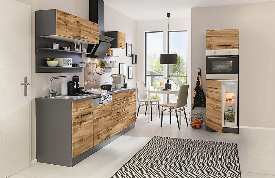 KOCHSTATION "KS-Tulsa" ohne E-Geräte, Breite 290 cm, schwarze Metallgriffe, günstig online kaufen