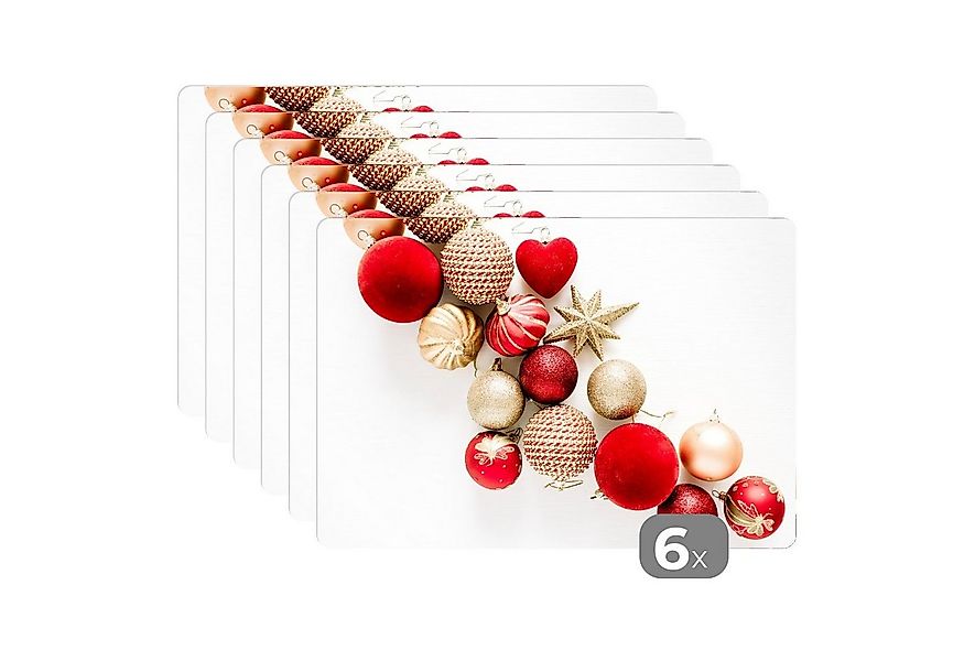 MuchoWow Platzset Winter - Weihnachten - Christbaumkugeln, (6-St), Platzset günstig online kaufen