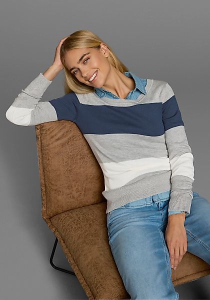 AJC Rundhalspullover mit breiten Block-Streifen günstig online kaufen