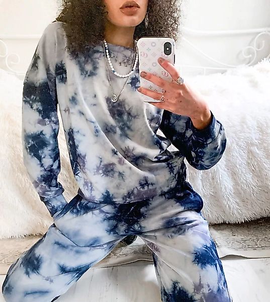 Noisy May – Exklusives Sweatshirt in blau-weißem Batik-Design, Kombiteil-Me günstig online kaufen