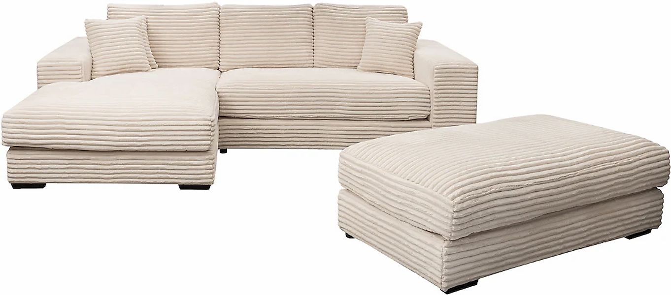 WERK2 Polstergarnitur "Eden L-Form + Hocker. Mega Couch Breite 286cm, Cord" günstig online kaufen