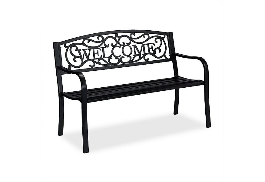 relaxdays Gartenbank Metall Welcome günstig online kaufen