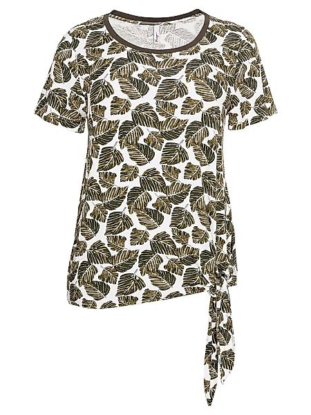Sheego T-Shirt "Große Größen", mit Blätterprint und Knoten am Saum günstig online kaufen