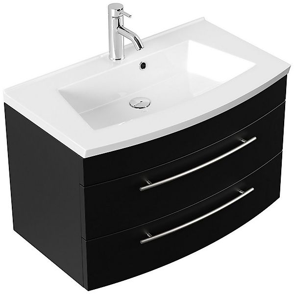 Magnolia Home Waschtisch Badmöbel Bella 80 mit runder Front SoftClose schwa günstig online kaufen