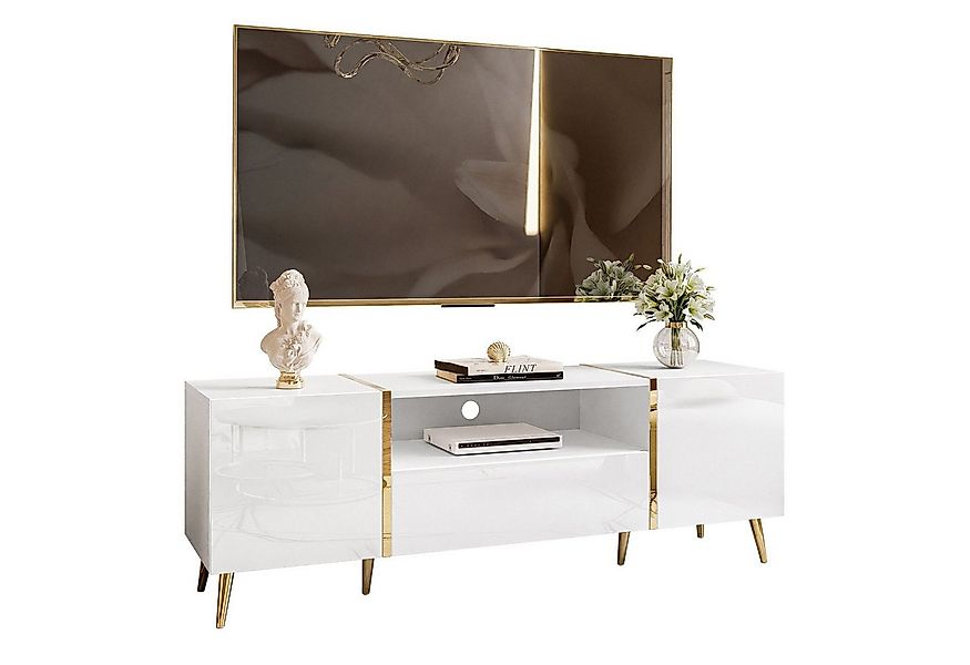 Lookway Lowboard ONYX TV-Schrank auf goldenen Beinen Hochglanz 158 cm günstig online kaufen