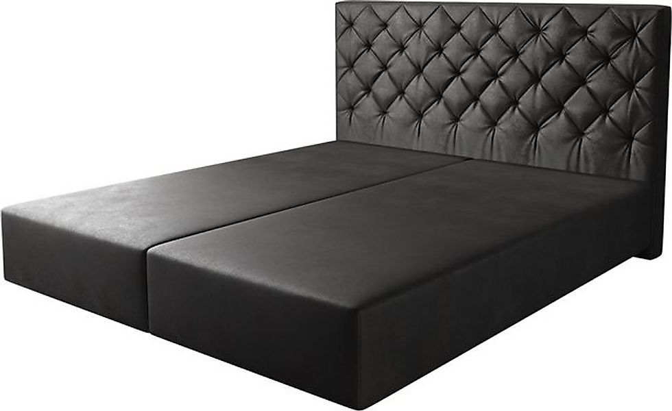 DELIFE Boxspringbett Dream-Great, Lederimitat Anthrazit 180x200 cm günstig online kaufen