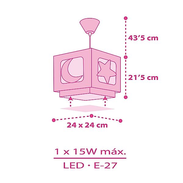 Kinderzimmer Pendelleuchte Moonlight in Rosa fluoreszierend E27 günstig online kaufen