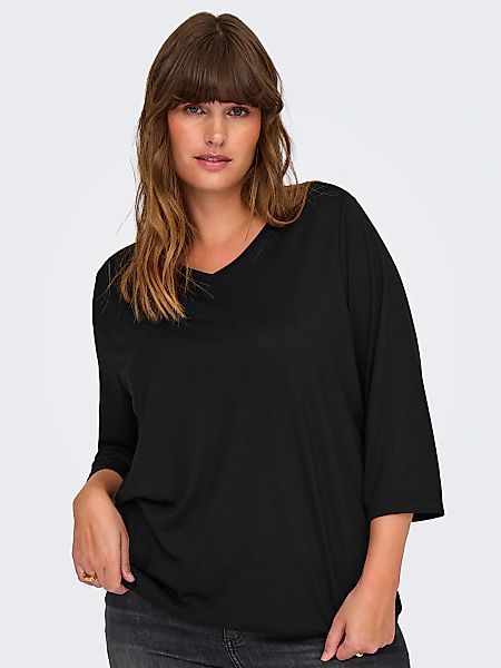 ONLY CARMAKOMA 3/4-Arm-Shirt "CARCARLINNE V-NECK 3/4 TOP JRS BF" günstig online kaufen