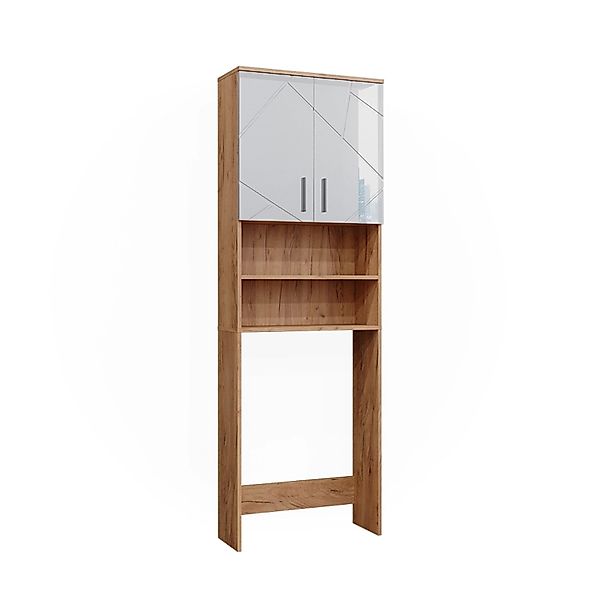 Vicco Waschmaschinenumbauschrank Irma, Weiß Hochglanz/Goldkraft Eiche, günstig online kaufen