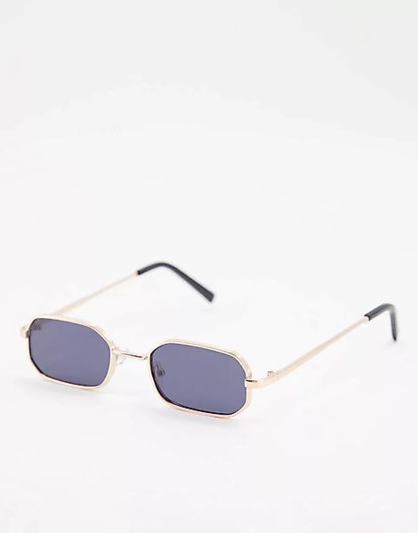 New Look – Kleine, eckige Sonnenbrille mit Metallrahmen in Gold-Goldfarben günstig online kaufen
