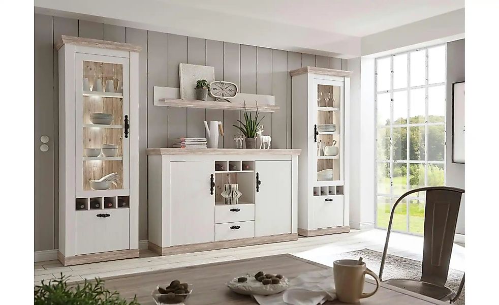 Wohnwand  Roble ¦ weiß ¦ Maße (cm): B: 330 H: 201 Kommoden & Sideboards > W günstig online kaufen