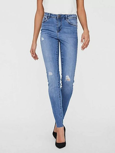 Vero Moda Tanya Normal Waist Slim Piping Distressed Raw Jeans XS Medium Blu günstig online kaufen