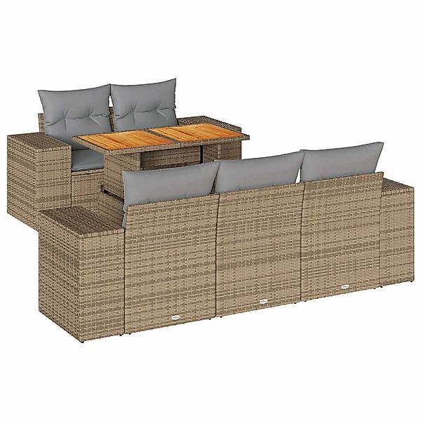 vidaXL 6-Tlg Garten-Sofagarnitur mit Kissen Beige Poly Rattan 3327328 günstig online kaufen