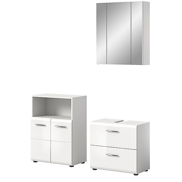 Inn.Furn Badmöbel Set 3-teilig in Weiß Hochglanz 135 cm Cover günstig online kaufen