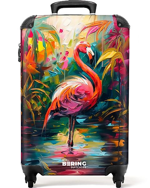 NoBoringSuitcases.com© Hartschalen-Trolley Flamingo in bunter Ölmalerei günstig online kaufen