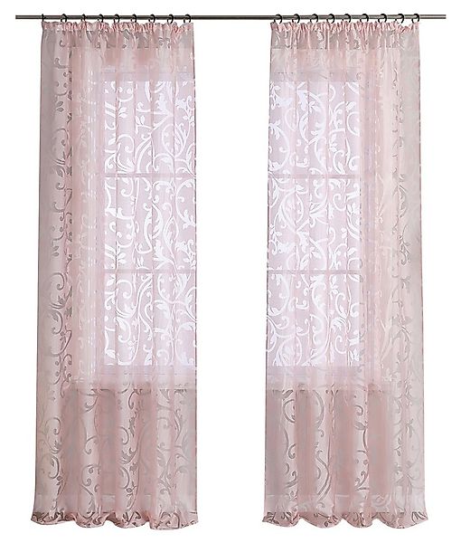 Joyswahl Gardine Jessica (1 St), Kräuselband, Voile Ausbrenner mit Ranken günstig online kaufen