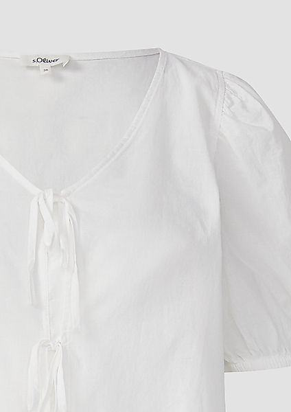 s.Oliver Kurzarmbluse Baumwollbluse mit V-Ausschnitt und günstig online kaufen