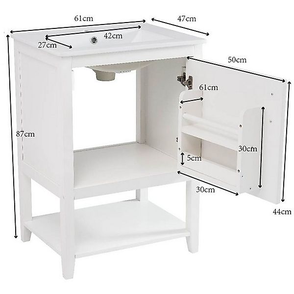 Furnishings Home Waschbeckenunterschrank Mit Keramik Badmöbel waschbecken m günstig online kaufen
