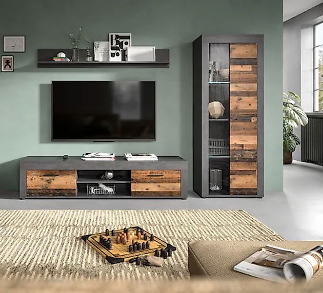 INOSIGN Wohnwand »Aosta, Breite 235cm, bestehend aus Lowboard, Wandboard, V günstig online kaufen