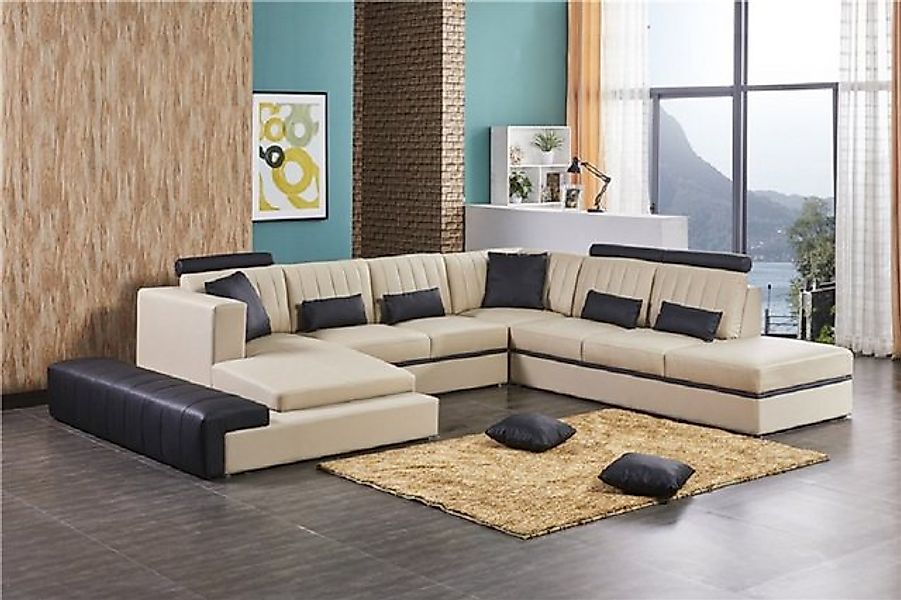 JVmoebel Ecksofa Leder Couch Wohnlandschaft Ledersofa Sofagarnitur Sofa U-F günstig online kaufen