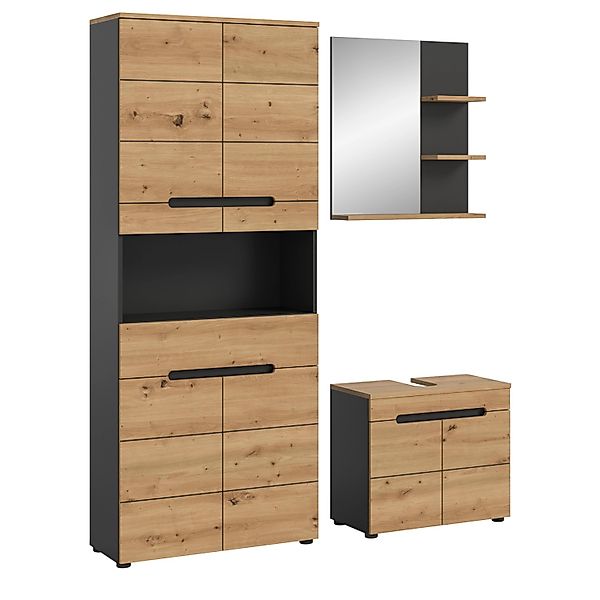 Inn.Furn Badmöbel Set in Eiche und Grau 3-teilig 154 cm Cooper günstig online kaufen