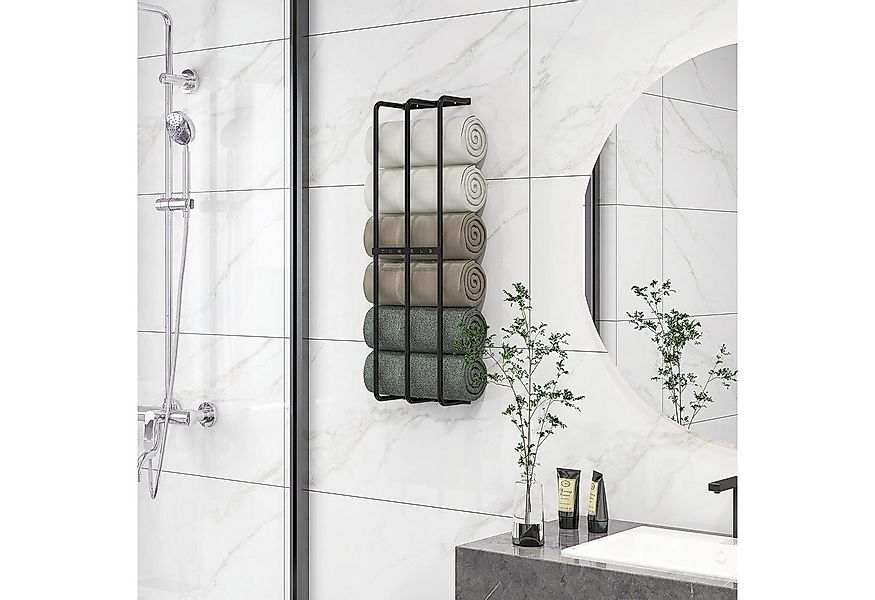 HOMCOM Handtuchhalter Wandmontage, aus Metall, für Badezimmer, Schwarz günstig online kaufen