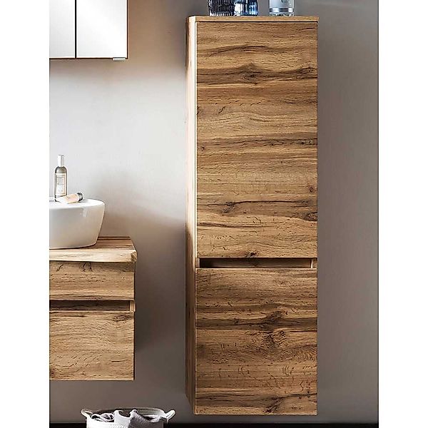 Midischrank Bad Wandmontage plus Füße Wildeiche Holzoptik günstig online kaufen