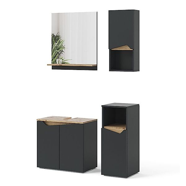 Vicco Badmöbel-Set Marelle, Anthrazit/Artisan-Eiche, 4 Teile, günstig online kaufen