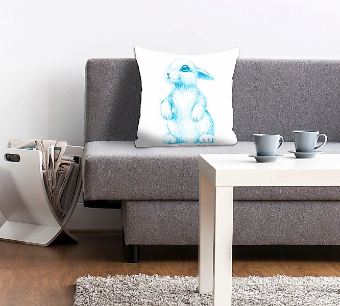 queence Dekokissen "Luh" mit einem blauen Häschen günstig online kaufen