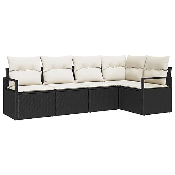 vidaXL Garten-Sofa-Set 5-Tlg Schwarz Poly Rattan 3346377 günstig online kaufen